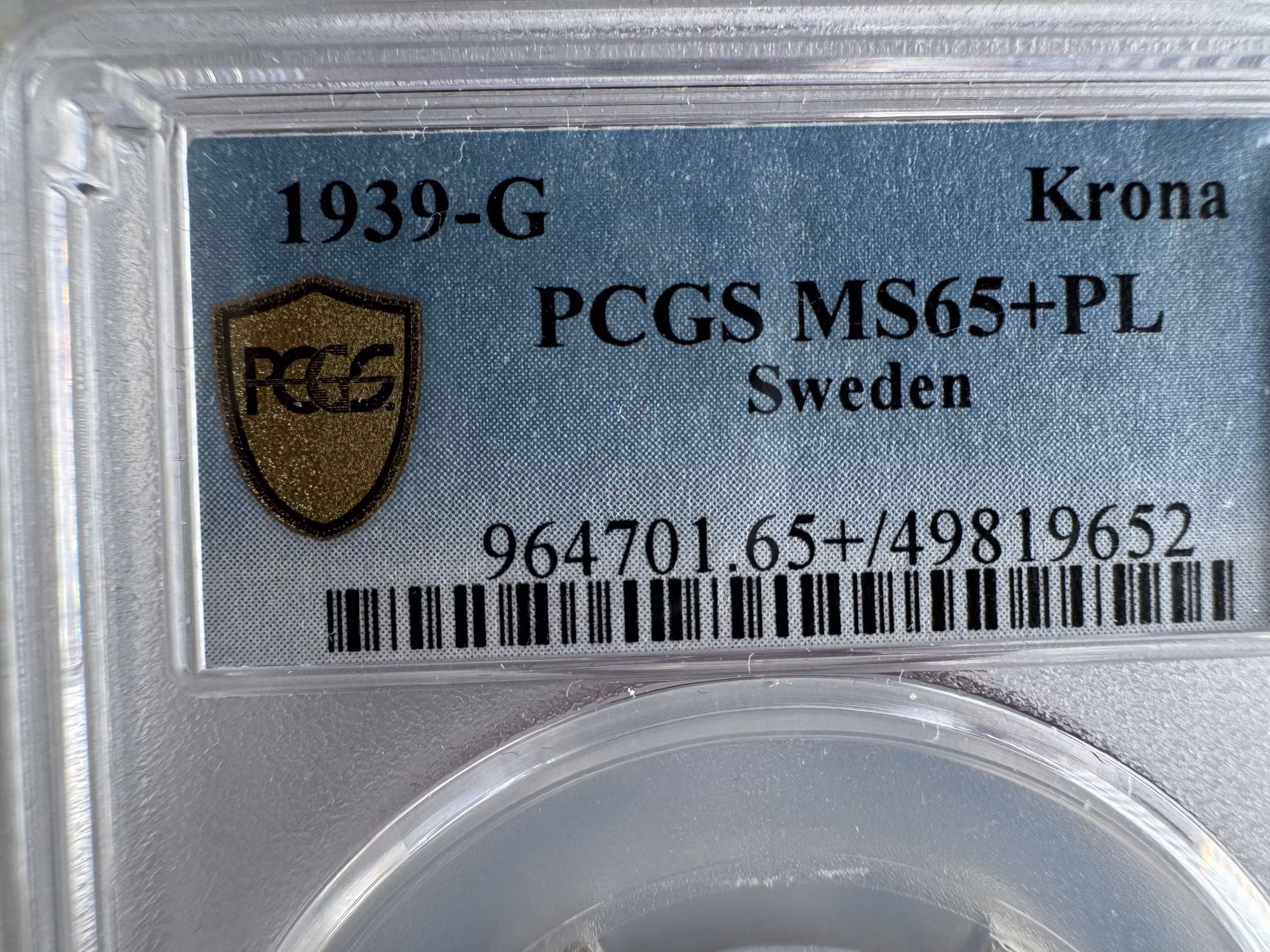 Gustav V - 1 Krona 1939 PROOFLIKE - NGC MS65