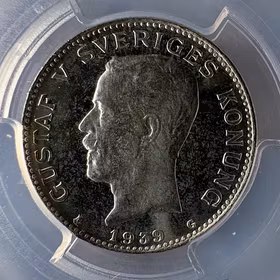 Gustav V - 1 Krona 1939 PROOFLIKE - NGC MS65