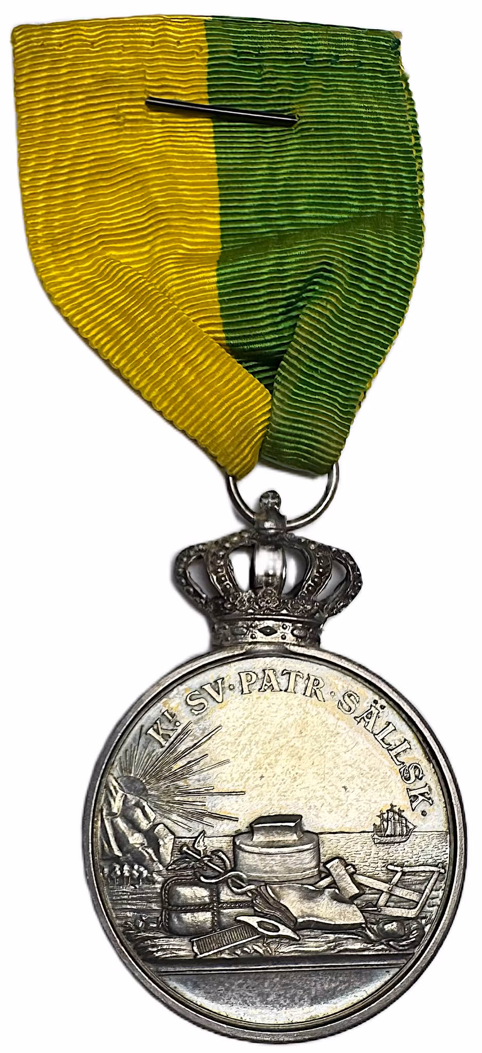 Gustav V - Kungliga svenska patriotiska sällskapets belöningsmedalj utdelad 1920