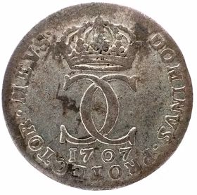 Karl XII - 5 öre 1707 med valör 5 ÖR - med härlig silvrig lyster