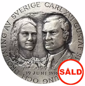 bröllopet mellan kung Carl XVI Gustaf och Silvia Sommerlath den 19 juni 1976 - Stor silvermedalj