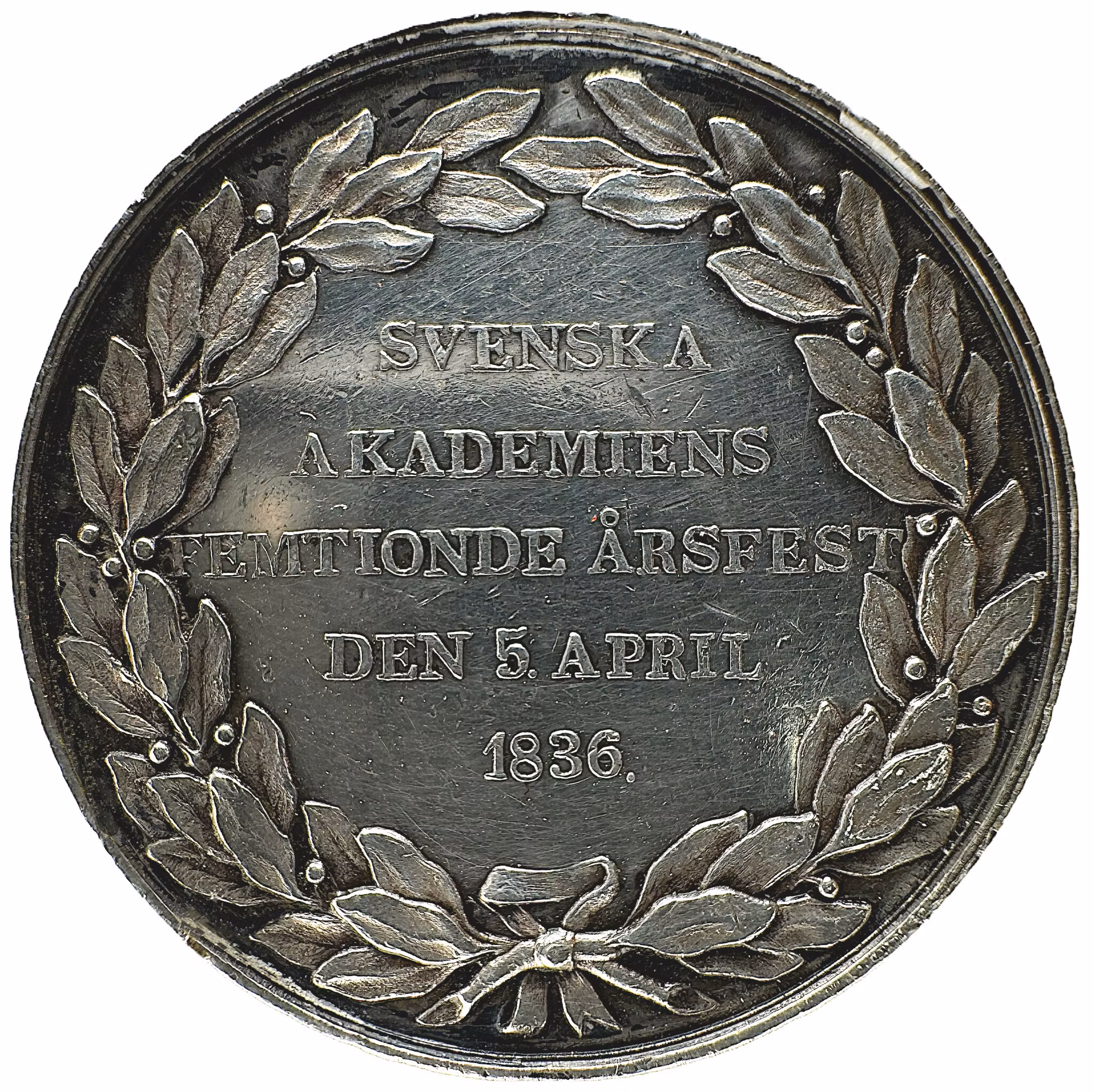 Karl XVI Johan - Silvermedalj - Svenska akademiens årsfest den 5 april 1836 av Ludvig Persson Lundgren - Sällsynt