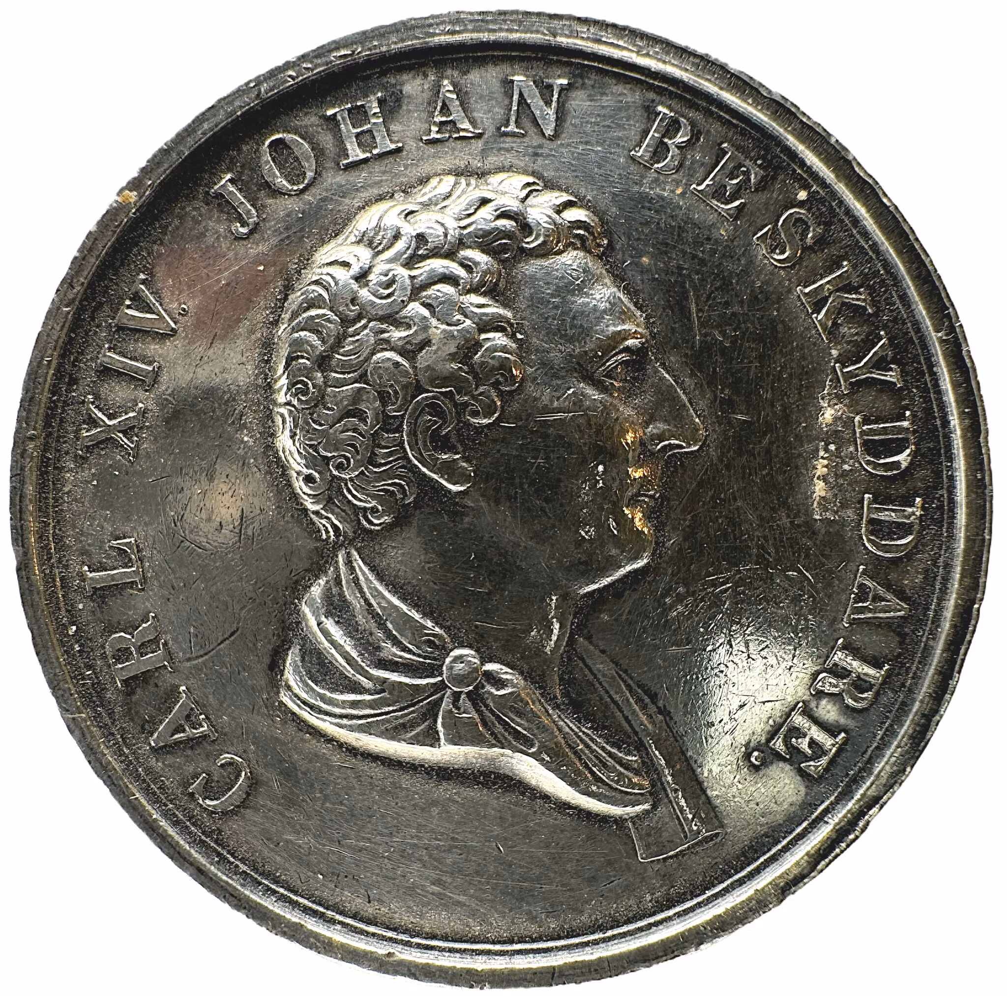 Karl XVI Johan - Silvermedalj - Svenska akademiens årsfest den 5 april 1836 av Ludvig Persson Lundgren - Sällsynt