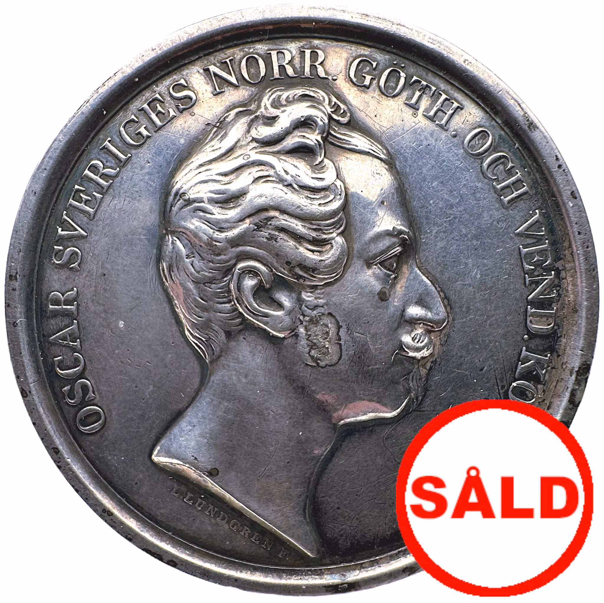 Oskar I - Belöningamedalj för Stockholms läns kungliga hushållningssällskap tilldelad G. R. Wiberg