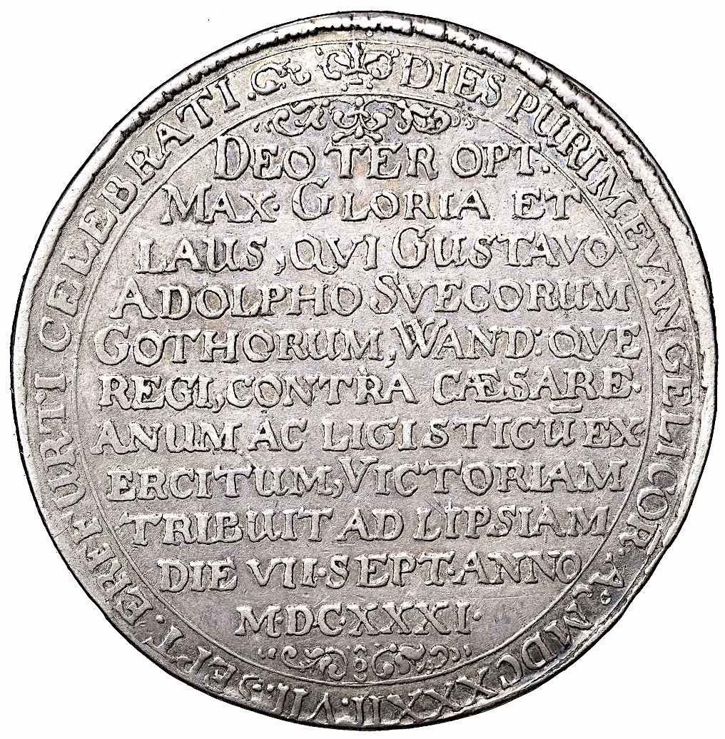 Gustav II Adolf, Erfurt, Taler 1632 - Vackert exemplar med lyster