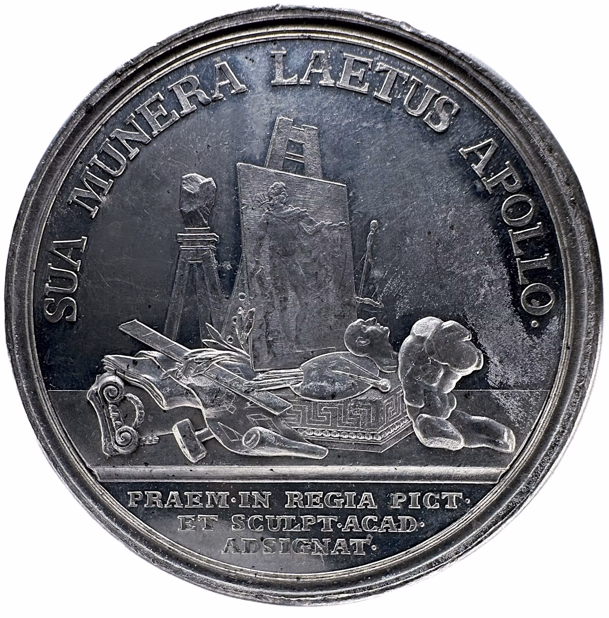 Kungliga Målar- och Bildhuggarakademiens prismedalj av Gustaf Ljungberger (1780) av Gustaf Ljungberger - Mycket sällsynt RR - Apollo och konsternas monark