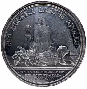 Kungliga Målar- och Bildhuggarakademiens prismedalj av Gustaf Ljungberger (1780) av Gustaf Ljungberger - Mycket sällsynt RR - Apollo och konsternas monark