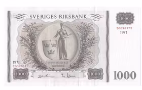 1 000 kronor 1971 - Vacker stor sedel