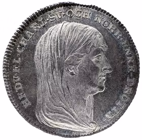 1/3 Riksdaler 1818 - Änkedrottning Hedvig Elizabet Charlottas begravning - Ett exemplar med härligt frostad relief och djup fin bottenglans - Dagboksprinsessan och den tysta rikskrönikan