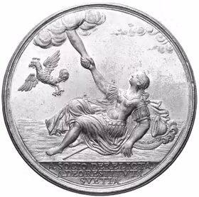 Drottning Kristina (1626–1689) av Giovanni Battista Guglielmada för det egna hovet i Rom, ca 1680-tal -  Minerva i exil: Suveränitetens pris och Roms skimrande tenn - En tron i utbyte mot andlig frihe