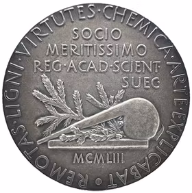 Peter Klason (1848–1937). Graverad av Erik Lindberg för Kungliga Vetenskapsakademien 1953 - Träkemins fader och grunden för svensk industri - En pionjär vid Lunds universitet