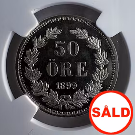 Oskar II - 50 Öre 1899 - Ett underbart exemplar med frostig relief och djupt glänsande fält - PROOFLIKE - NGC MS64