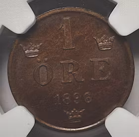 Oskar II - 1 Öre 1896 - Vackert ocirkulerat exemplar certifierat av NGC MS 64 BN