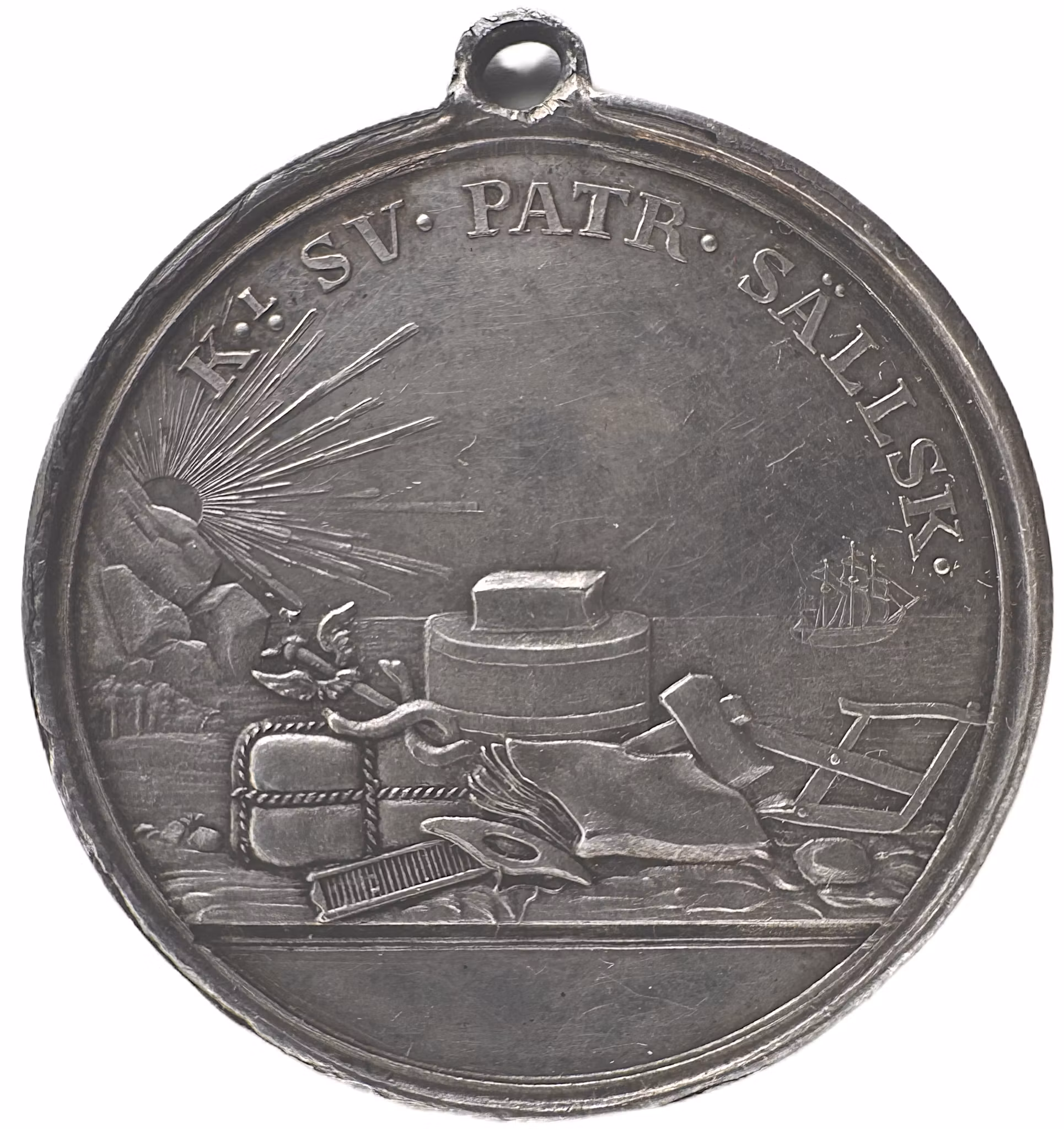 Oskar II – Kungliga Patriotiska Sällskapets belöningsmedalj tilldelad Carl Carlsson i Ramshammar för medborgerlig förtjenst.