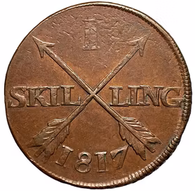 Karl XIII - 1 Skilling 1817 - Vackert exemplar med vis röd präglingsglans