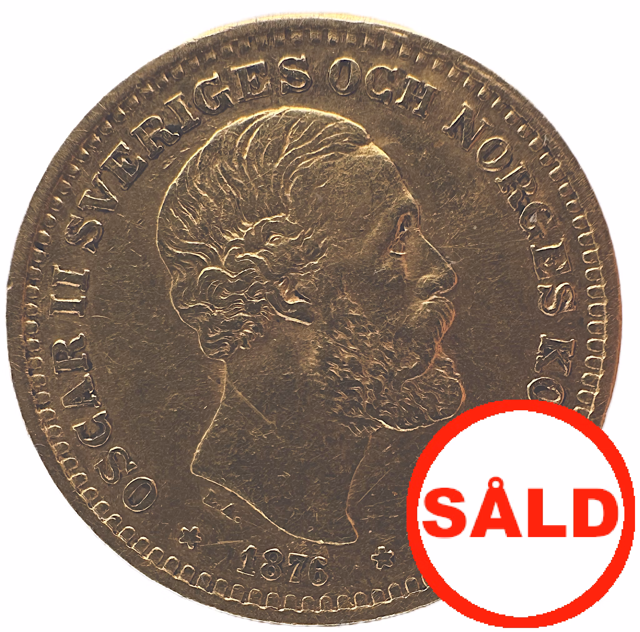 Oskar II, 10 kronor 1876 med hjärtvapen