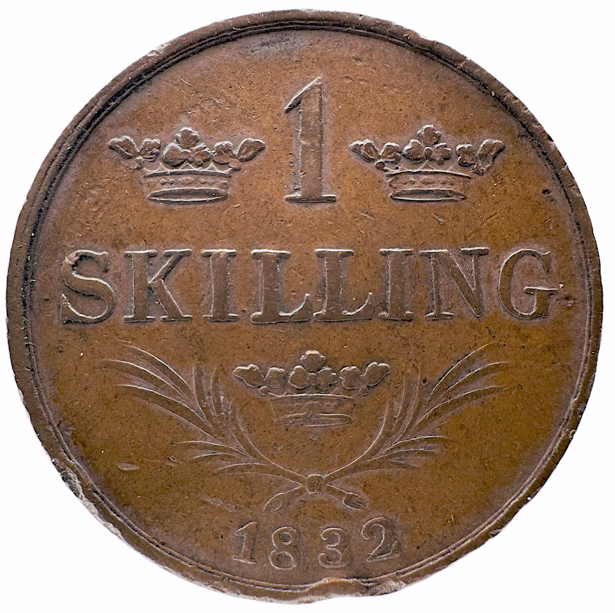 Karl XIV Johan - 1 Skilling 1832 - Sällsynt 1-årstyp