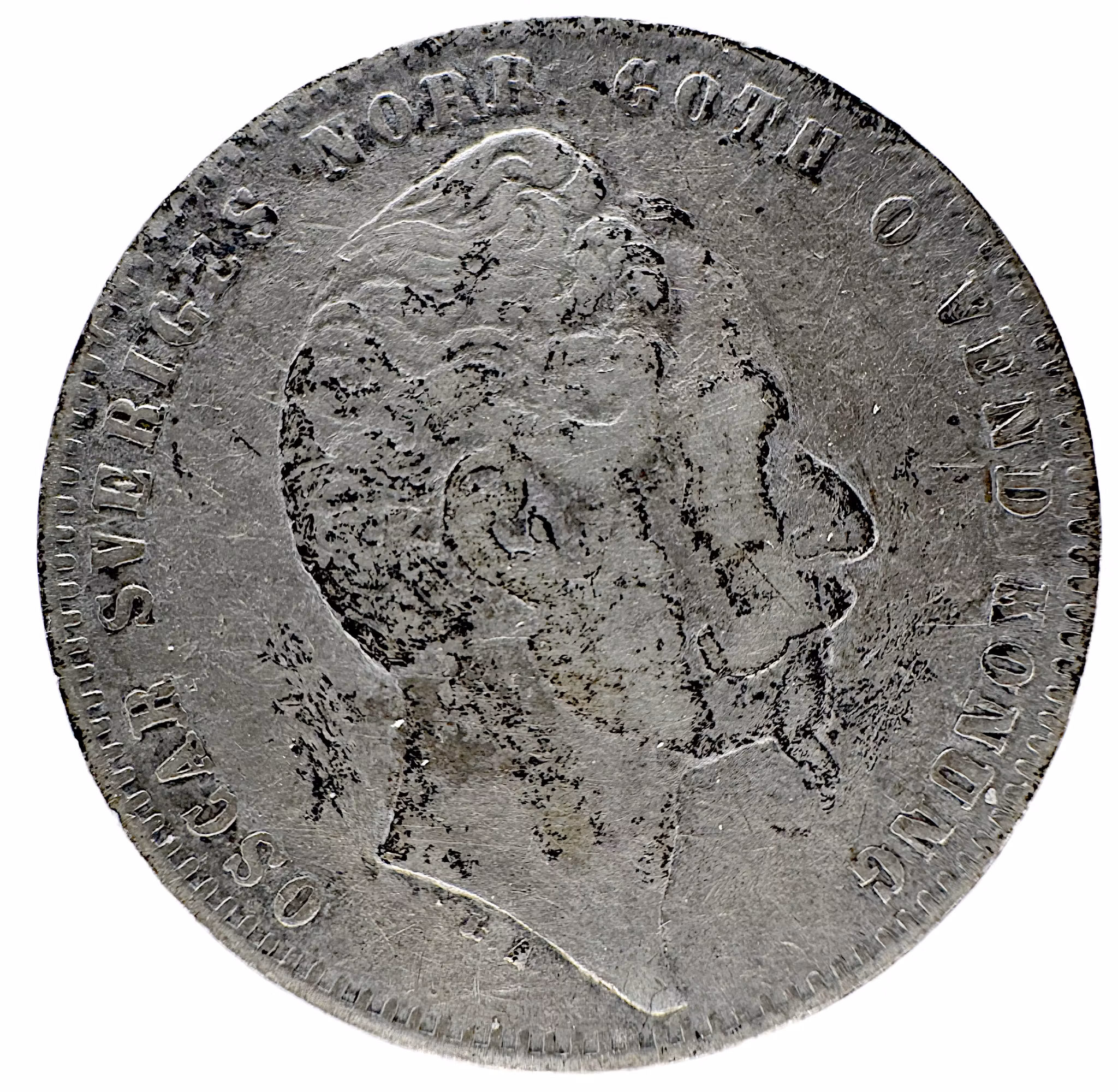 Oskar I - 1 Riksdaler riksmynt 1857 - Kort hakskägg - Ettårstypmynt