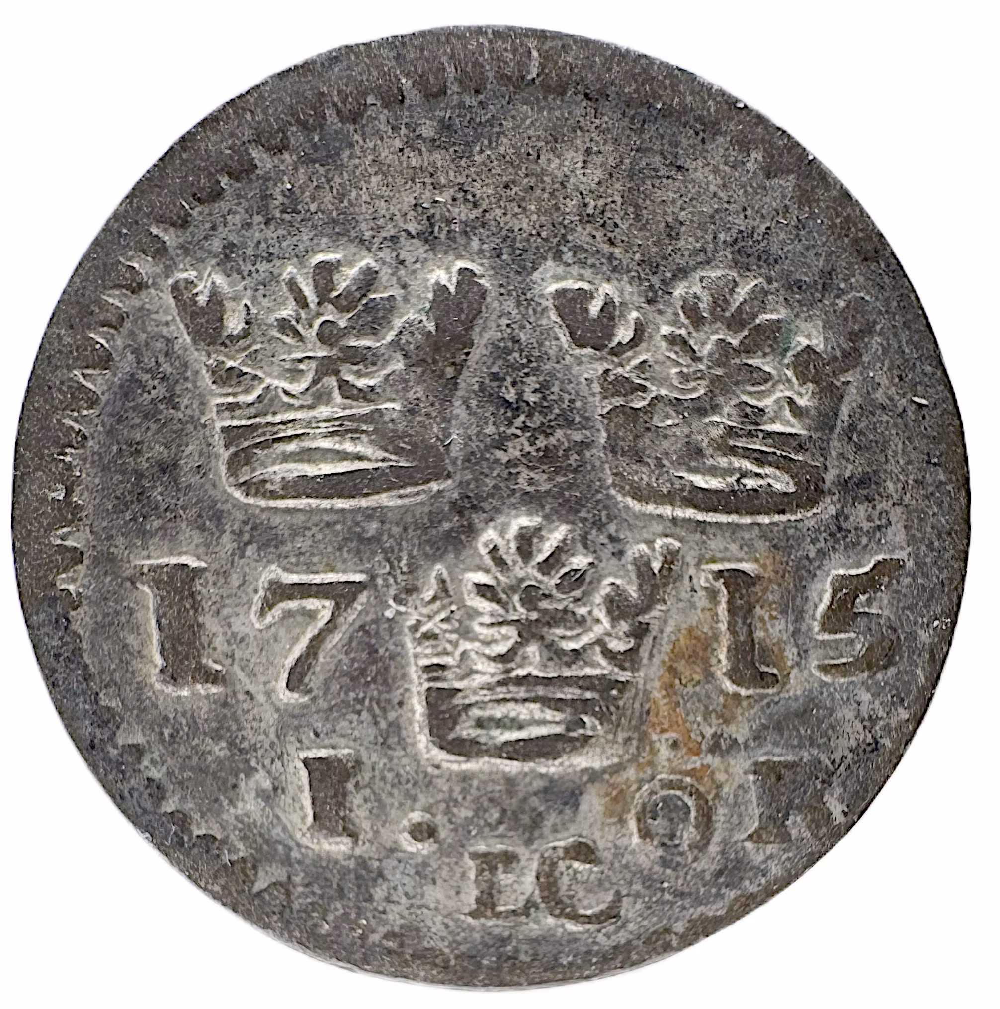 Karl XII - 1 Öre 1715 - Delvis silvrigt exemplar