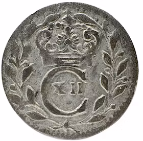 Karl XII - 1 Öre 1715 - Delvis silvrigt exemplar