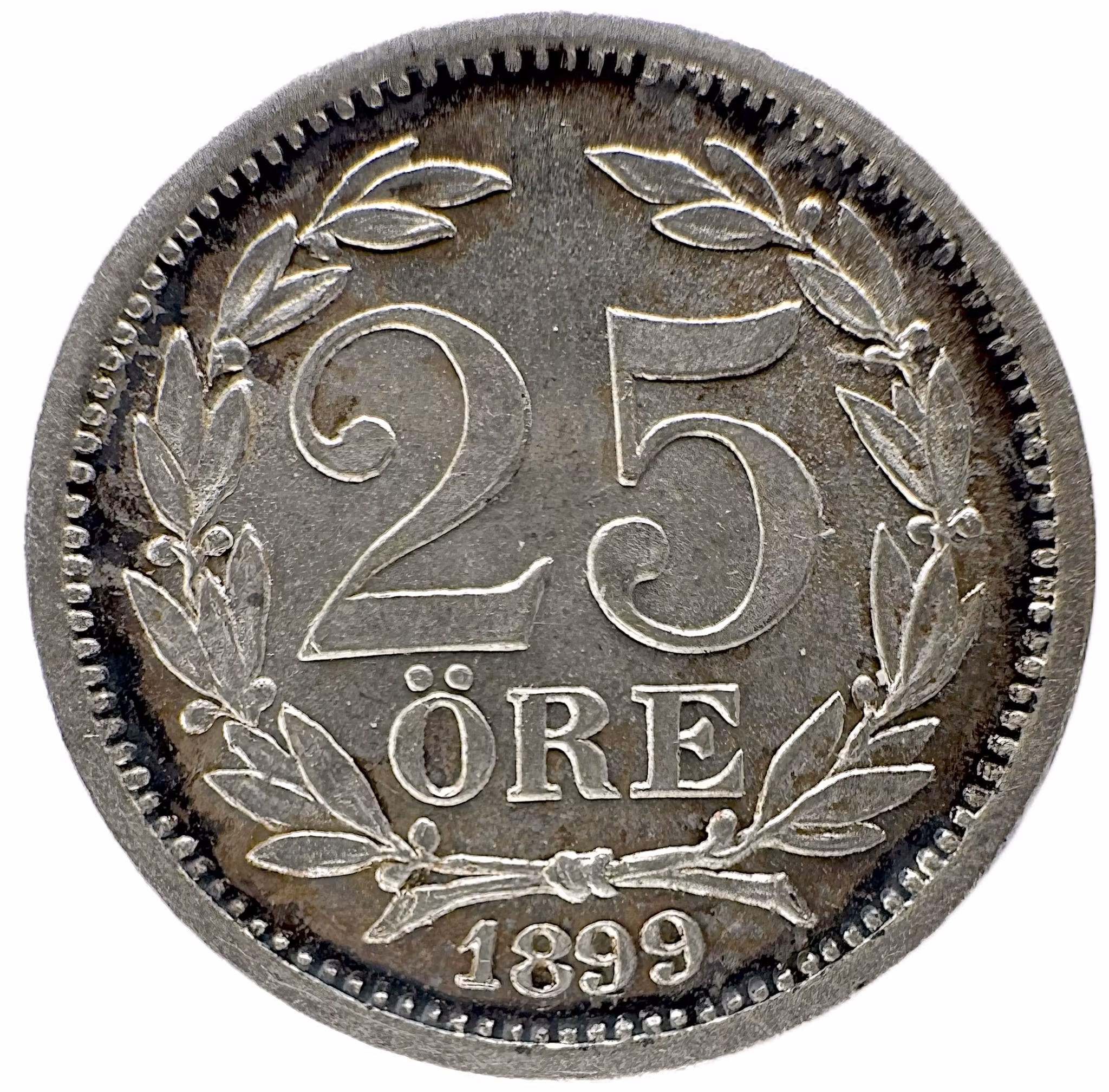 Oskar II - 25 Öre 1899 - Ett vackert ocirkulerat exemplar med full lyster och fin originalton