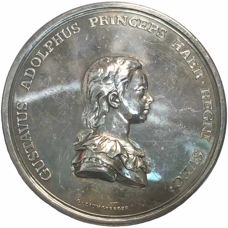 Kronprins Gustav (IV) blir kansler för Uppsala universitet 1785 graverad av Gustaf  Ljungberger, Extremt sällsynt RR