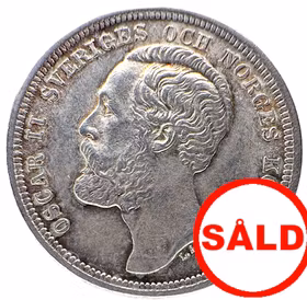 Oskar II - 1 Krona 1887 - Vackert exemplar med full lyster