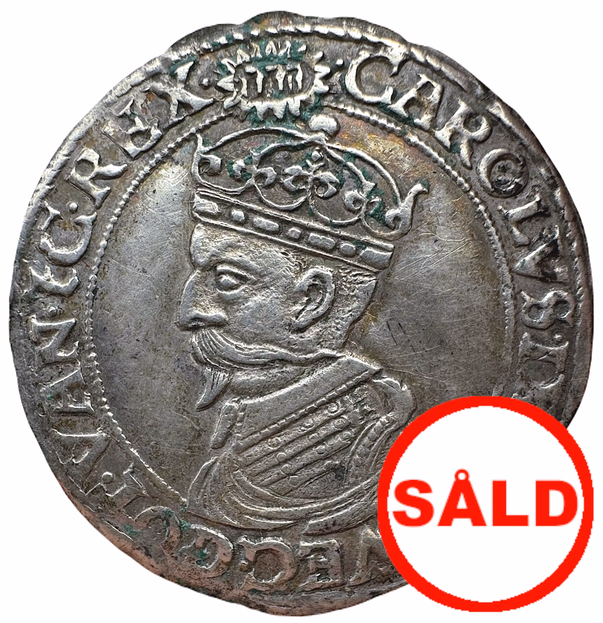 Karl IX, 1/2 Mark 1607 - Ett underbart skarpt porträtt och fin skimrande originalton