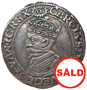 Karl IX, 1/2 Mark 1607 - Ett underbart skarpt porträtt och fin skimrande originalton