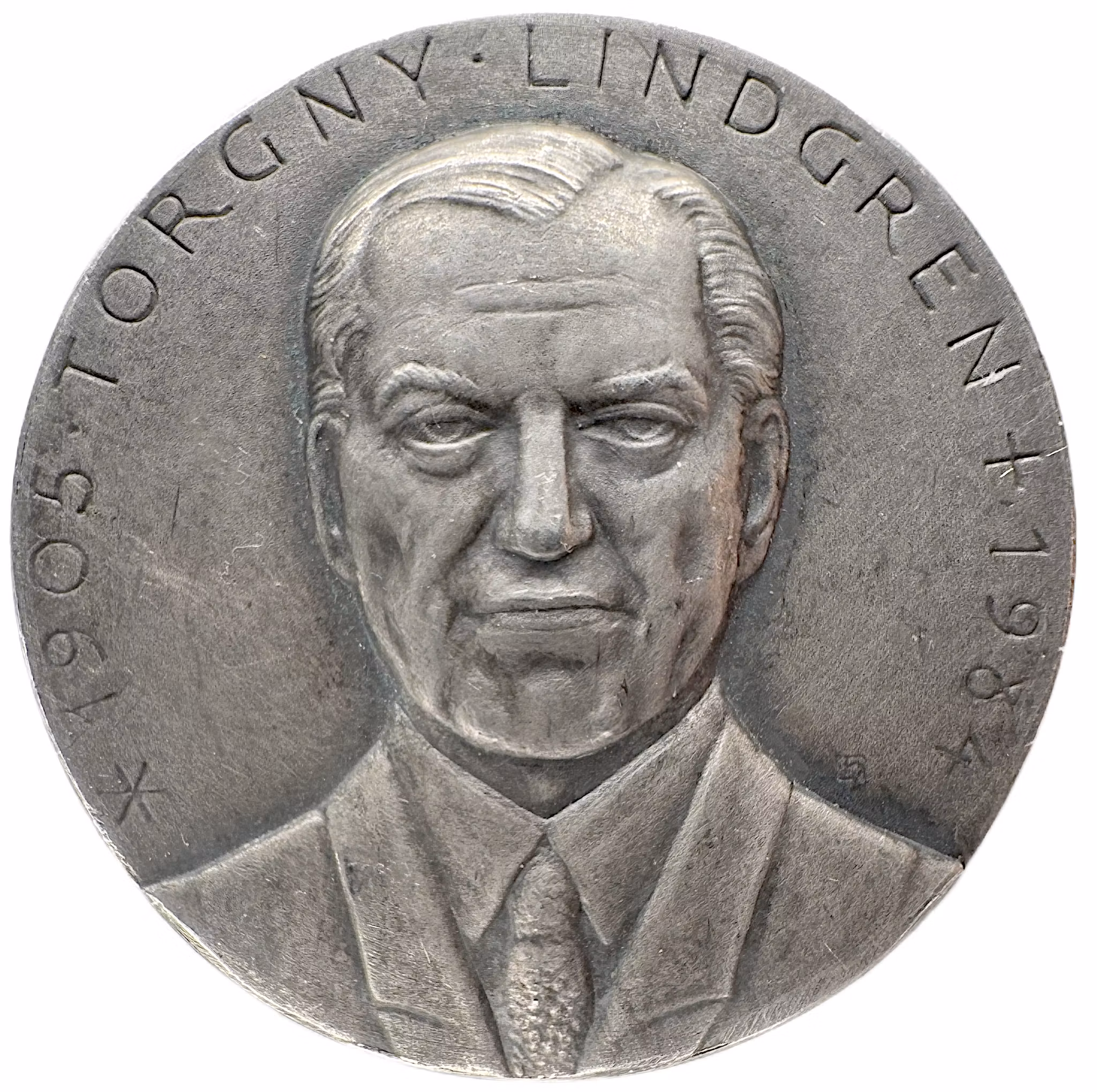 Torgny Lindgren (1905–1984) – Svenska Numismatiska Föreningens årsmötesmedalj 1985 av Leo Holmgren - Riksbankens historiker och numismatikens förkämpe
