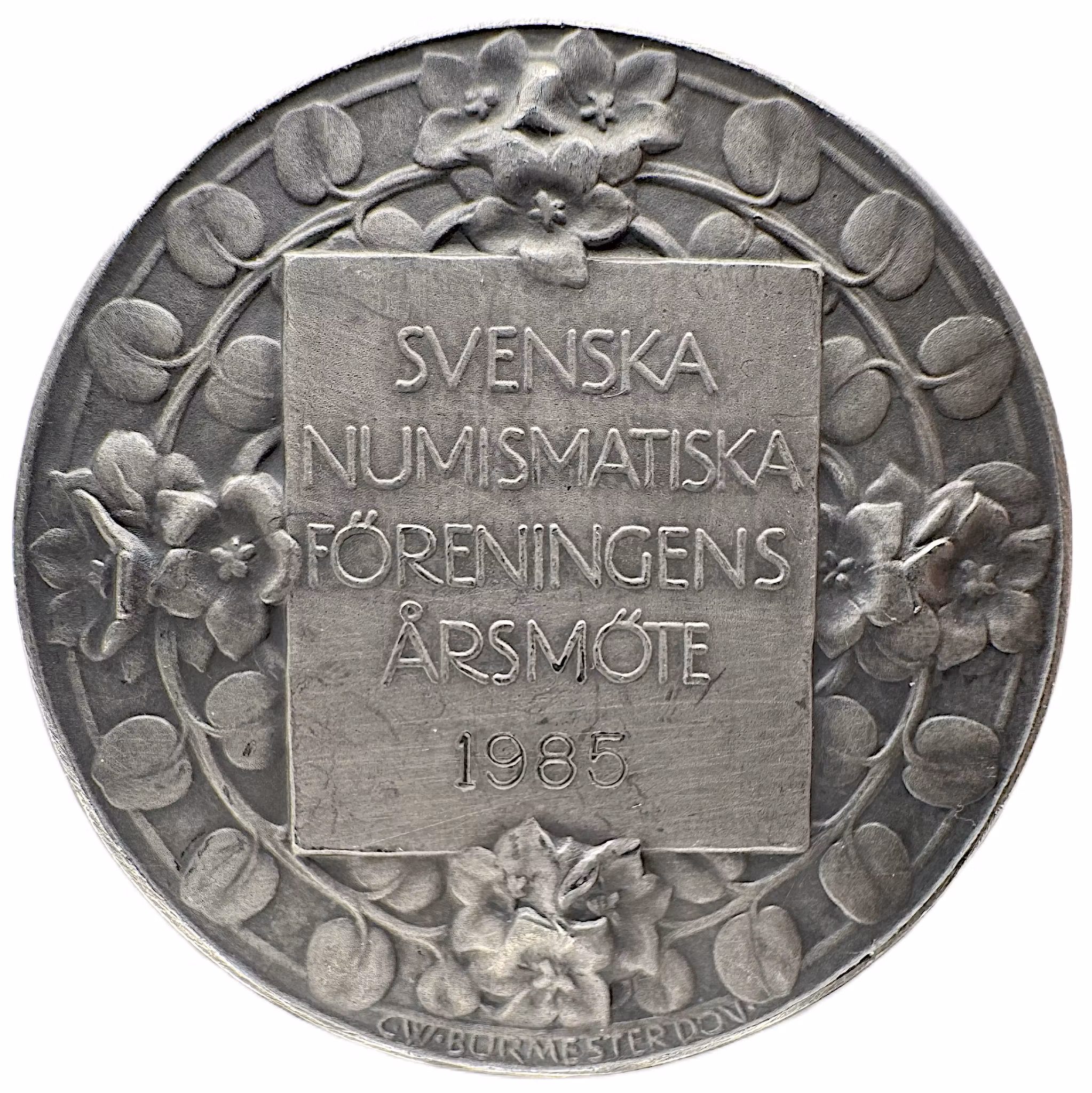 Torgny Lindgren (1905–1984) – Svenska Numismatiska Föreningens årsmötesmedalj 1985 av Leo Holmgren - Riksbankens historiker och numismatikens förkämpe
