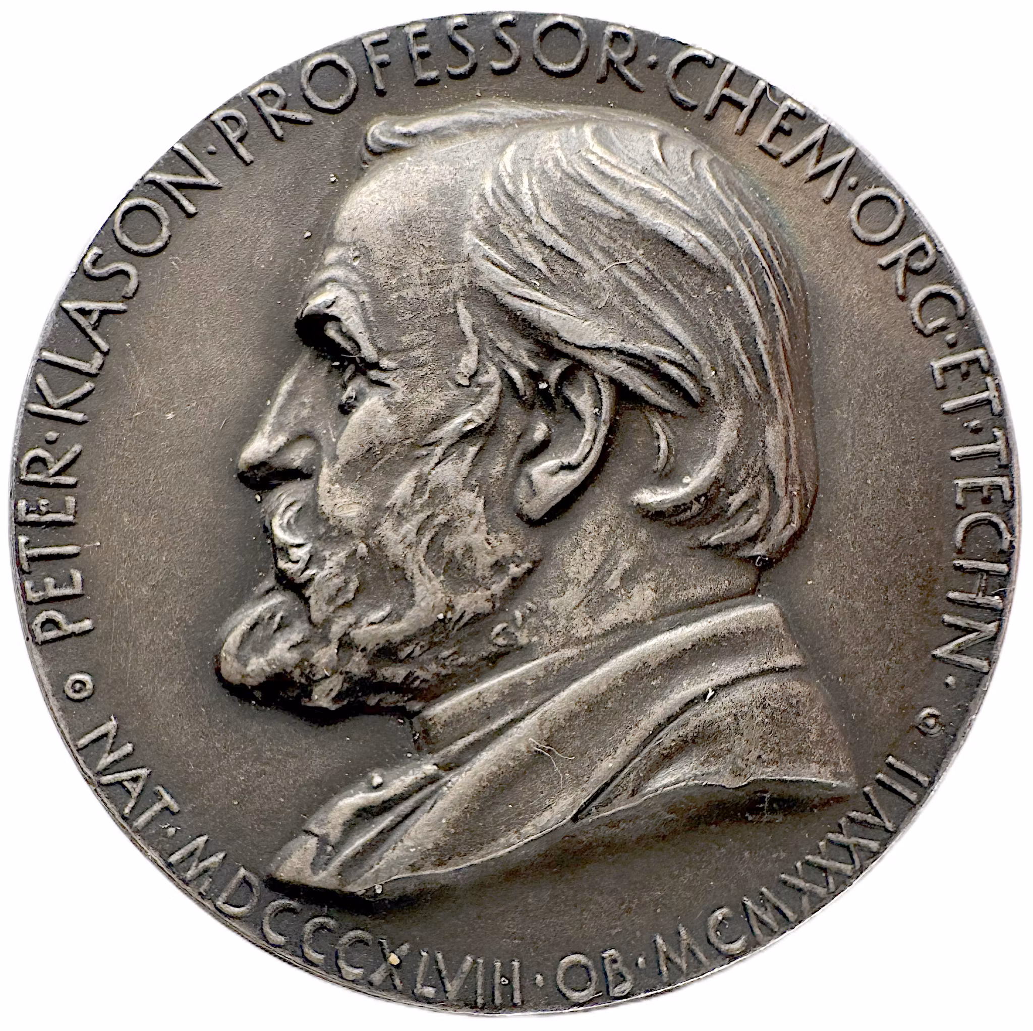 Peter Klason (1848–1937). Graverad av Erik Lindberg för Kungliga Vetenskapsakademien 1953 - Träkemins fader och grunden för svensk industri - En pionjär vid Lunds universitet