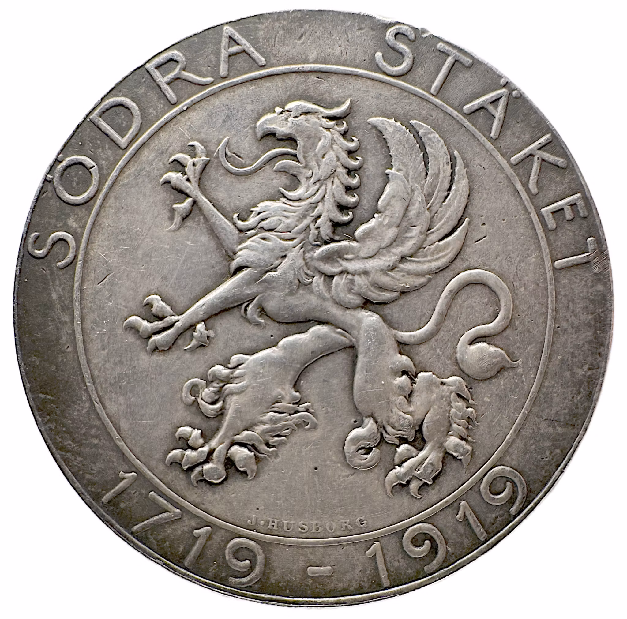 Rutger Fuchs (1682-1753) och slaget vid Södra Stäket 1719 – Minnesmedalj 1919 av J. Husborg - Karolinen och Stockholms räddare