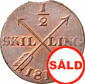 Karl XIII, Avesta, 1/2 Skilling 1815 - Ett underbart rött ocirkulerat exemplar