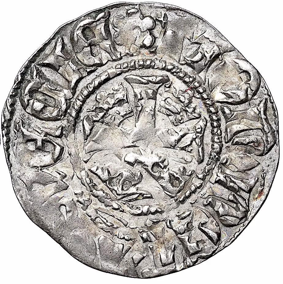 Albrekt av Mecklenburg (1364–1389) – Örtug, Stockholm - Ett exemplar med härlig, blåskimrande bottenlyster - Den inkallade kungen och det tyska inflytandet