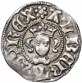 Albrekt av Mecklenburg (1364–1389) – Örtug, Stockholm - Ett exemplar med härlig, blåskimrande bottenlyster - Den inkallade kungen och det tyska inflytandet