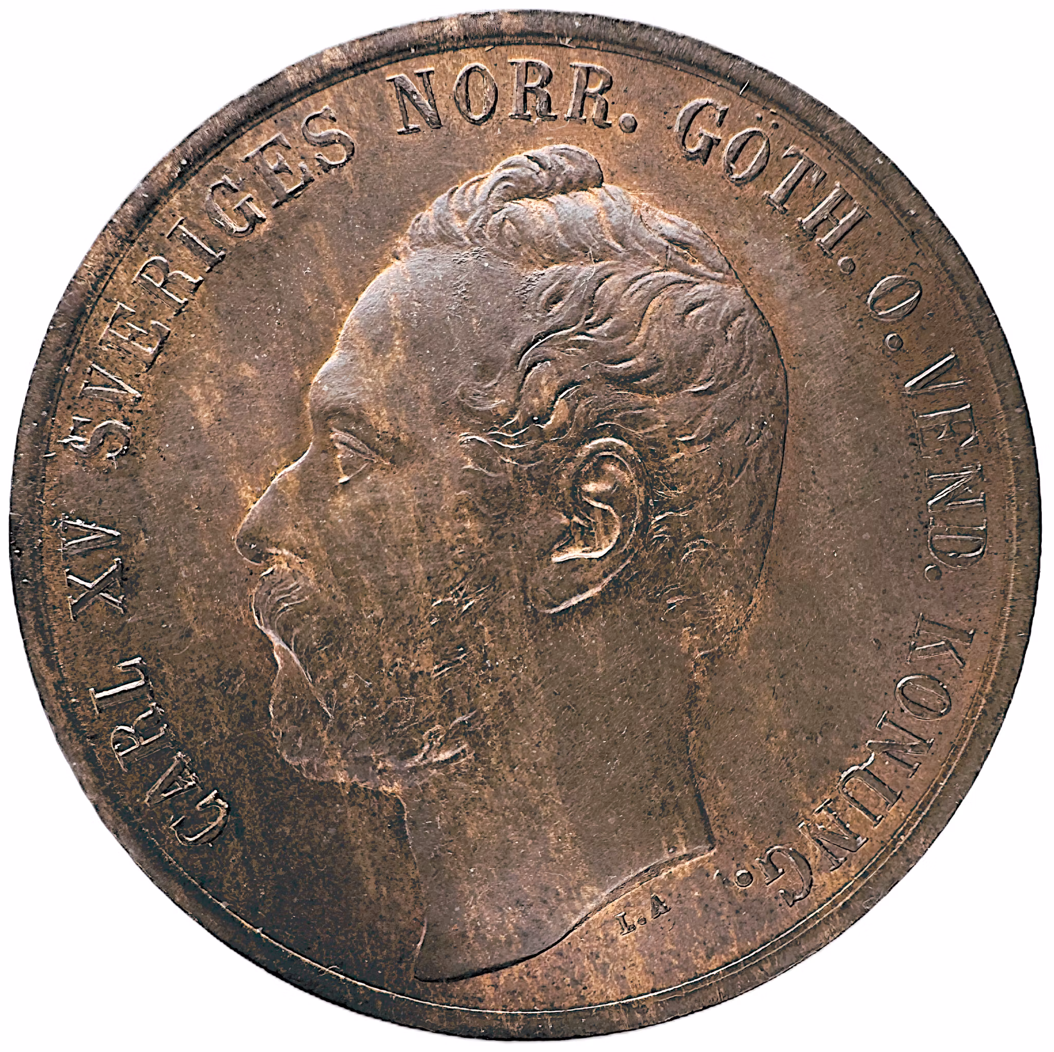 Karl XV - 5 Öre 1867 - Ett vackert rött ocirkulerat exemplar