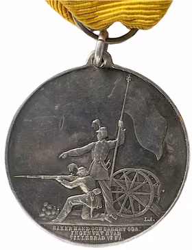 Gustav V – Stockholms Stads frivilliga skarpskytteförenings belöningsmedalj - Tilldelad E. Lundvik år 1927 - Skarpskytterörelsen och medborgarens försvar