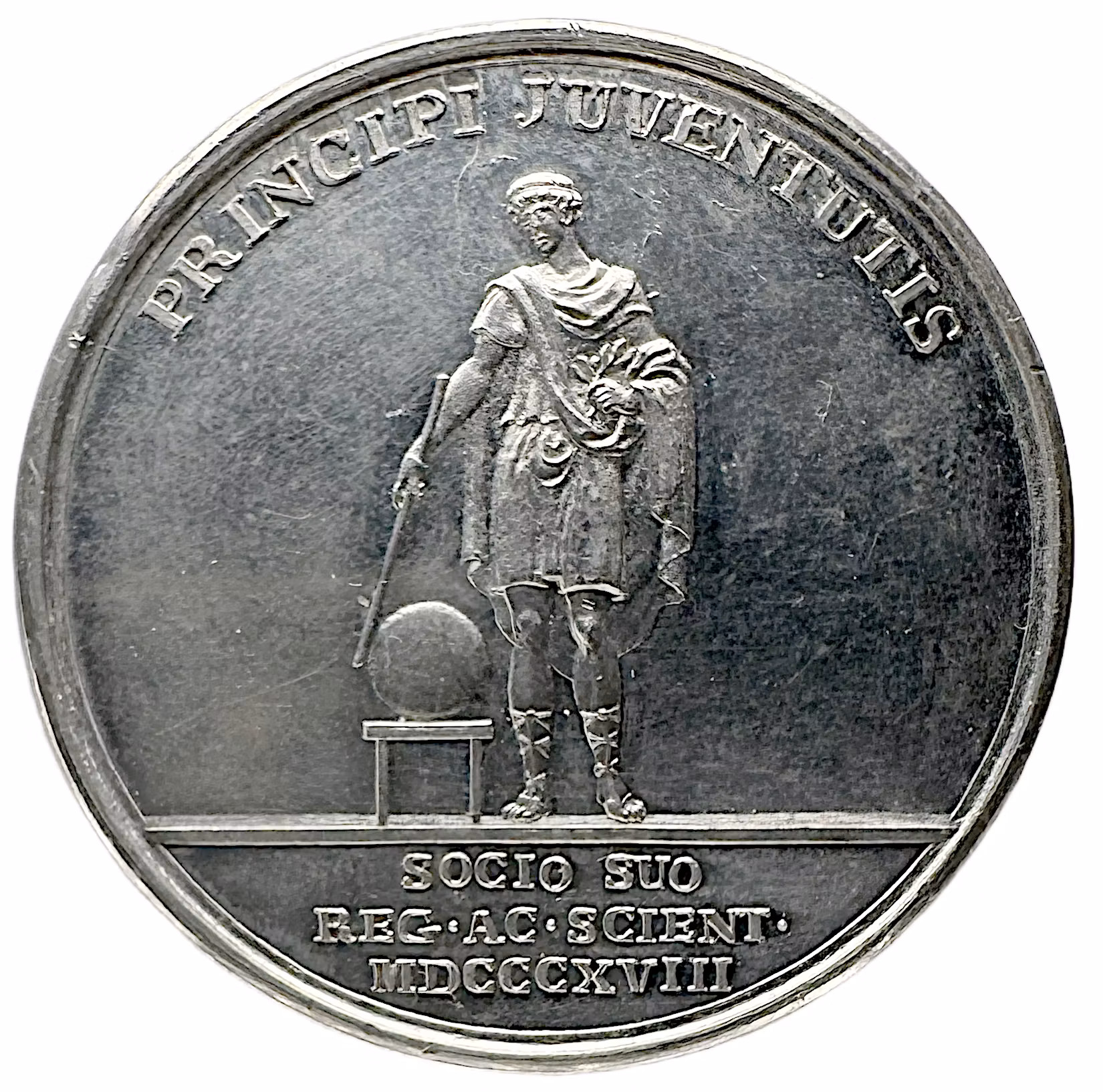 Oskar I (1844–1859) – Kungliga Vetenskapsakademiens förste hedersledamot 1818 - RRR i tenn av Mauritz Frumerie - En fransk furste i norden