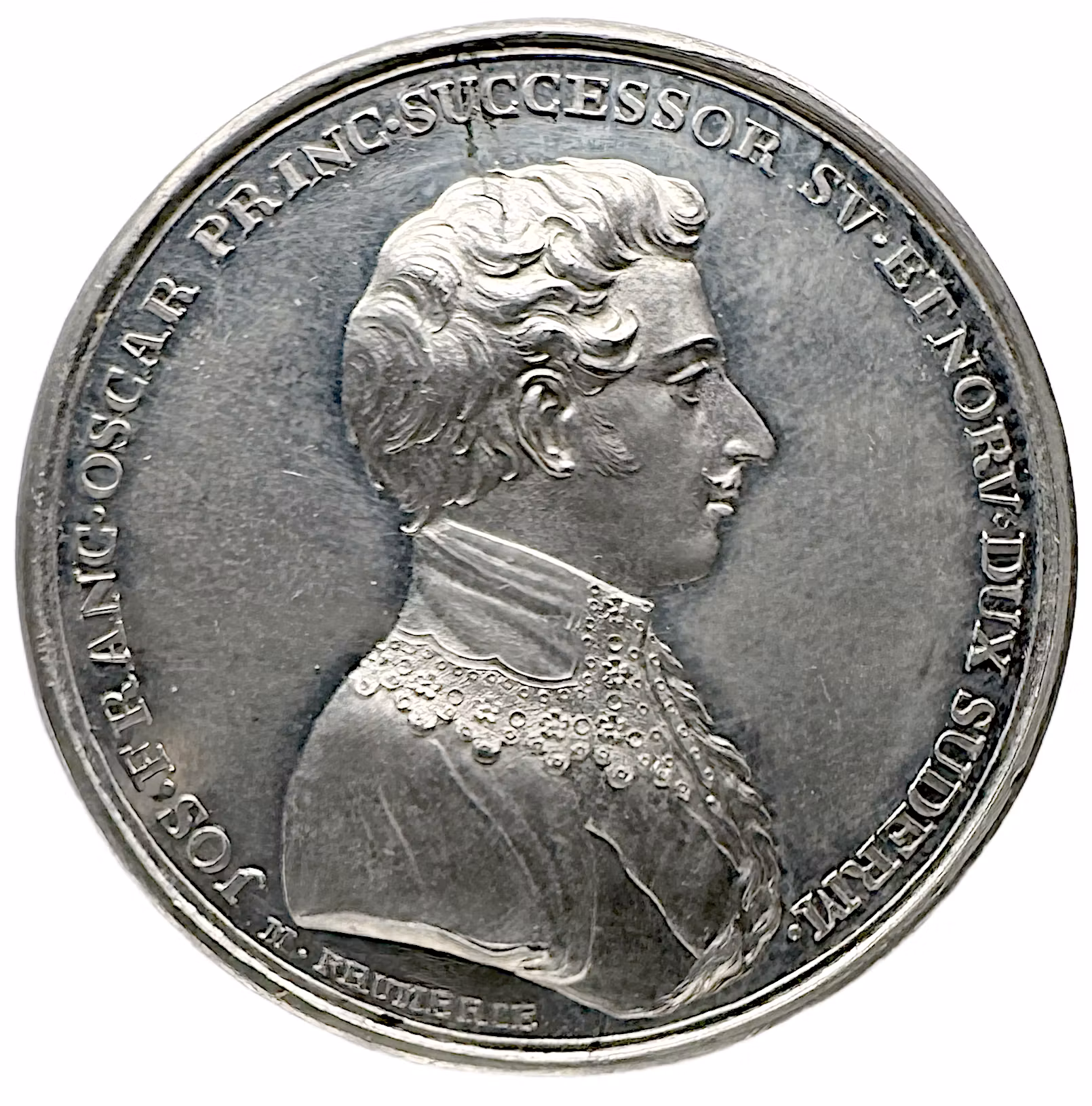 Oskar I (1844–1859) – Kungliga Vetenskapsakademiens förste hedersledamot 1818 - RRR i tenn av Mauritz Frumerie - En fransk furste i norden