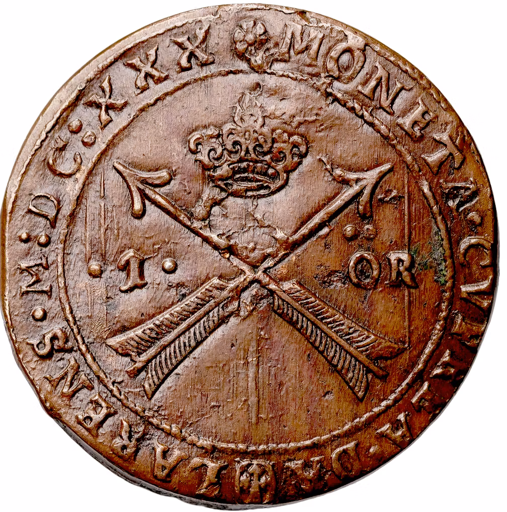 Gustav II Adolf, Säter, 1 Öre 1630  - Jämnt och läckert höglystrigt exemplar med härlig, chokladbrun patina