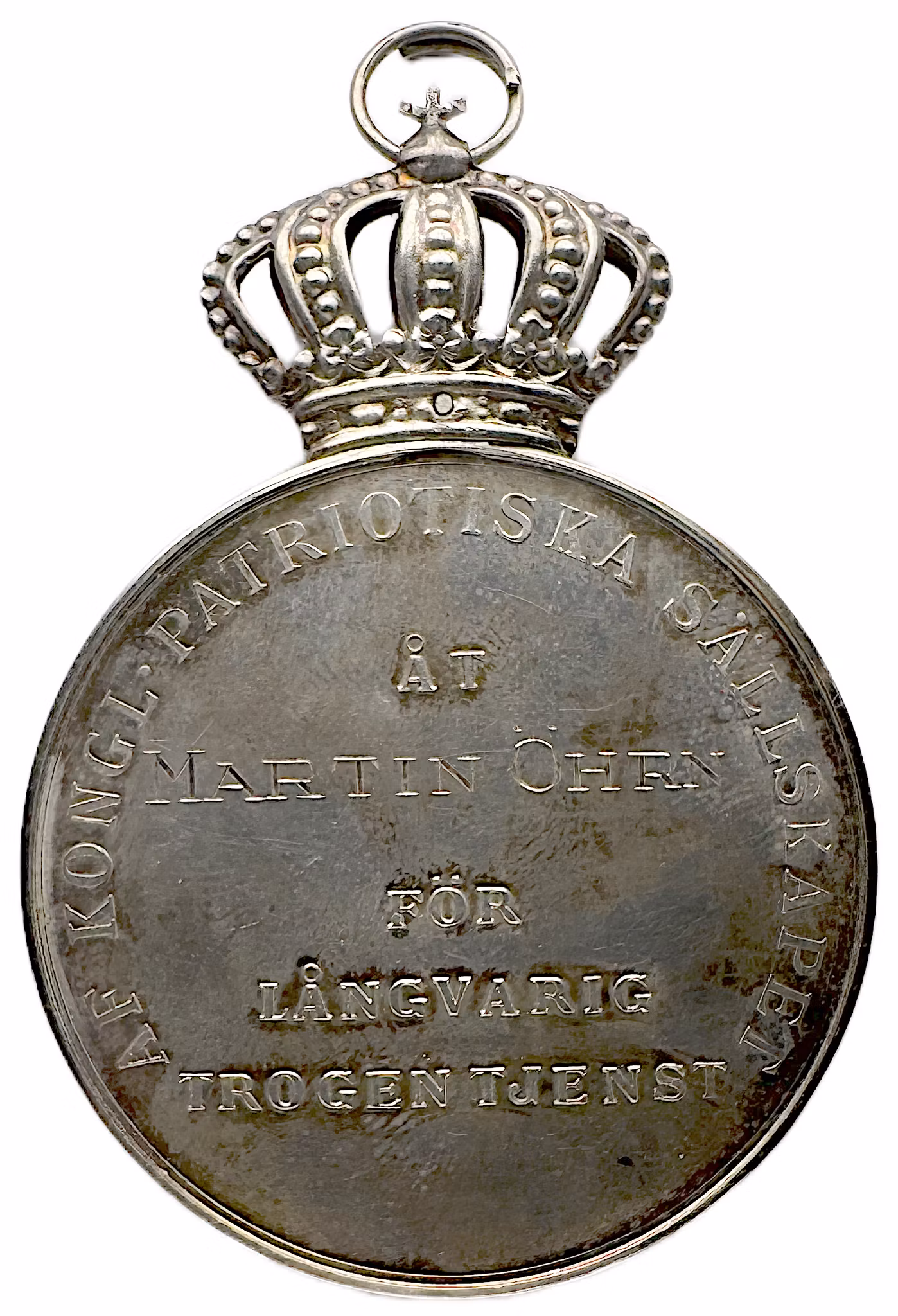 Gustav V - Kungliga Patriotiska Sällskapets belöningsmedalj utdelad till Martin Öhrn 1951