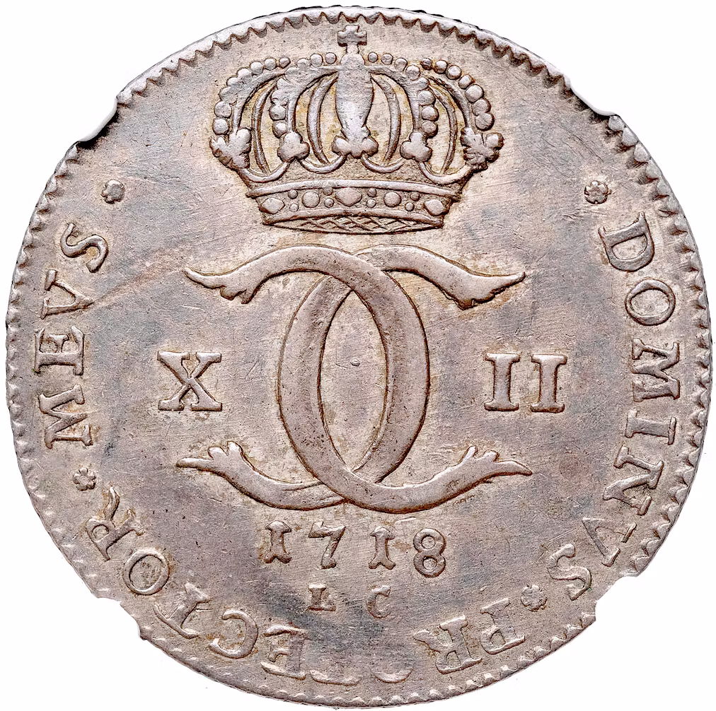 Karl XII - 2 Caroliner 1718 - Ett tilltalande lystrigt exemplar - NGC AU58