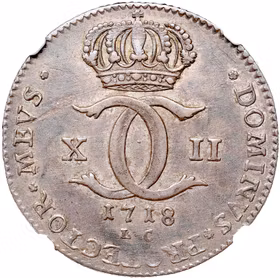 Karl XII - 2 Caroliner 1718 - Ett tilltalande lystrigt exemplar - NGC AU58