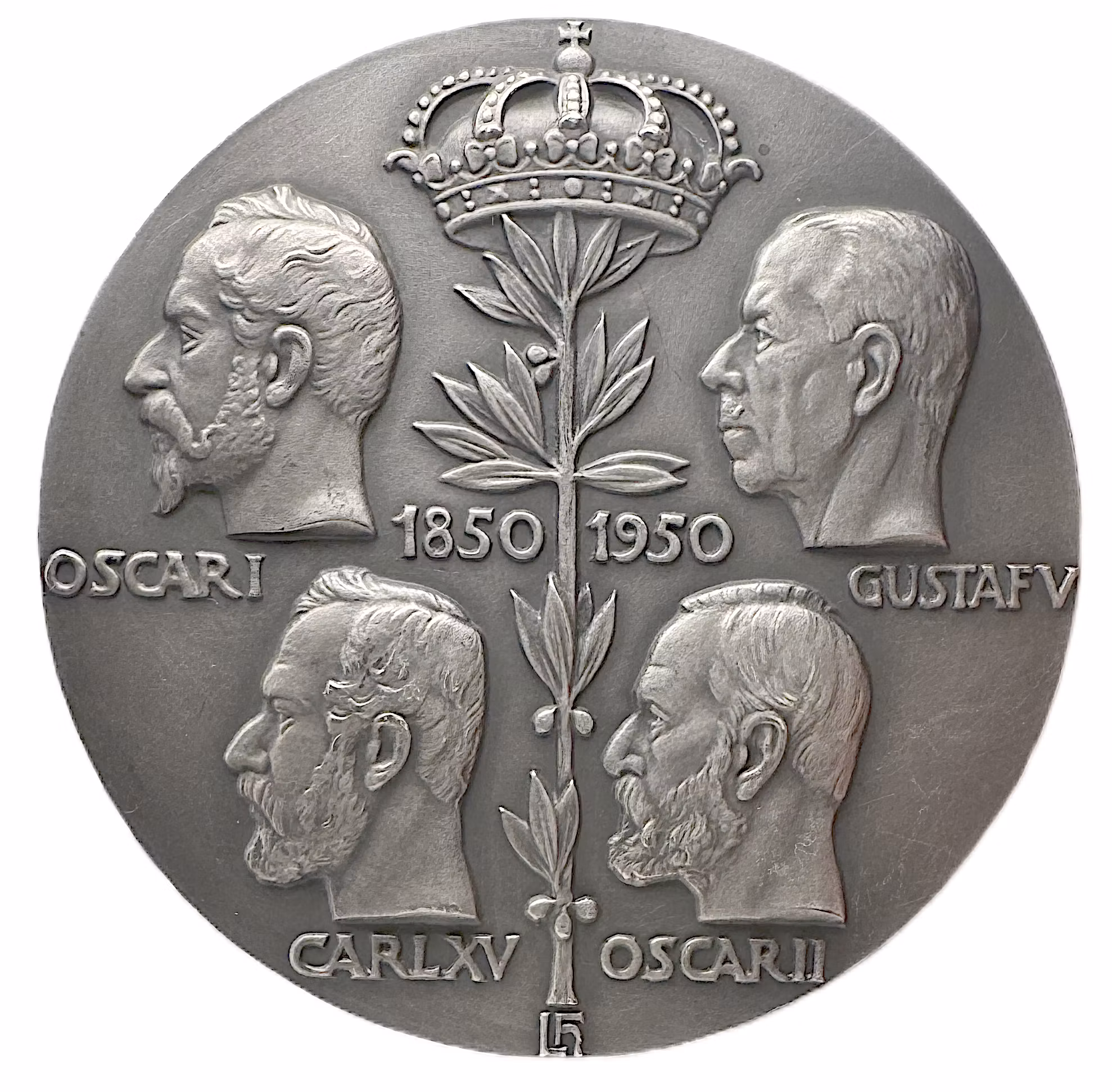 Kungliga Myntet 100 år på Kungsholmen (1850–1950) - En vacker och pampig silvermedalj graverad av Léo Holmgren
