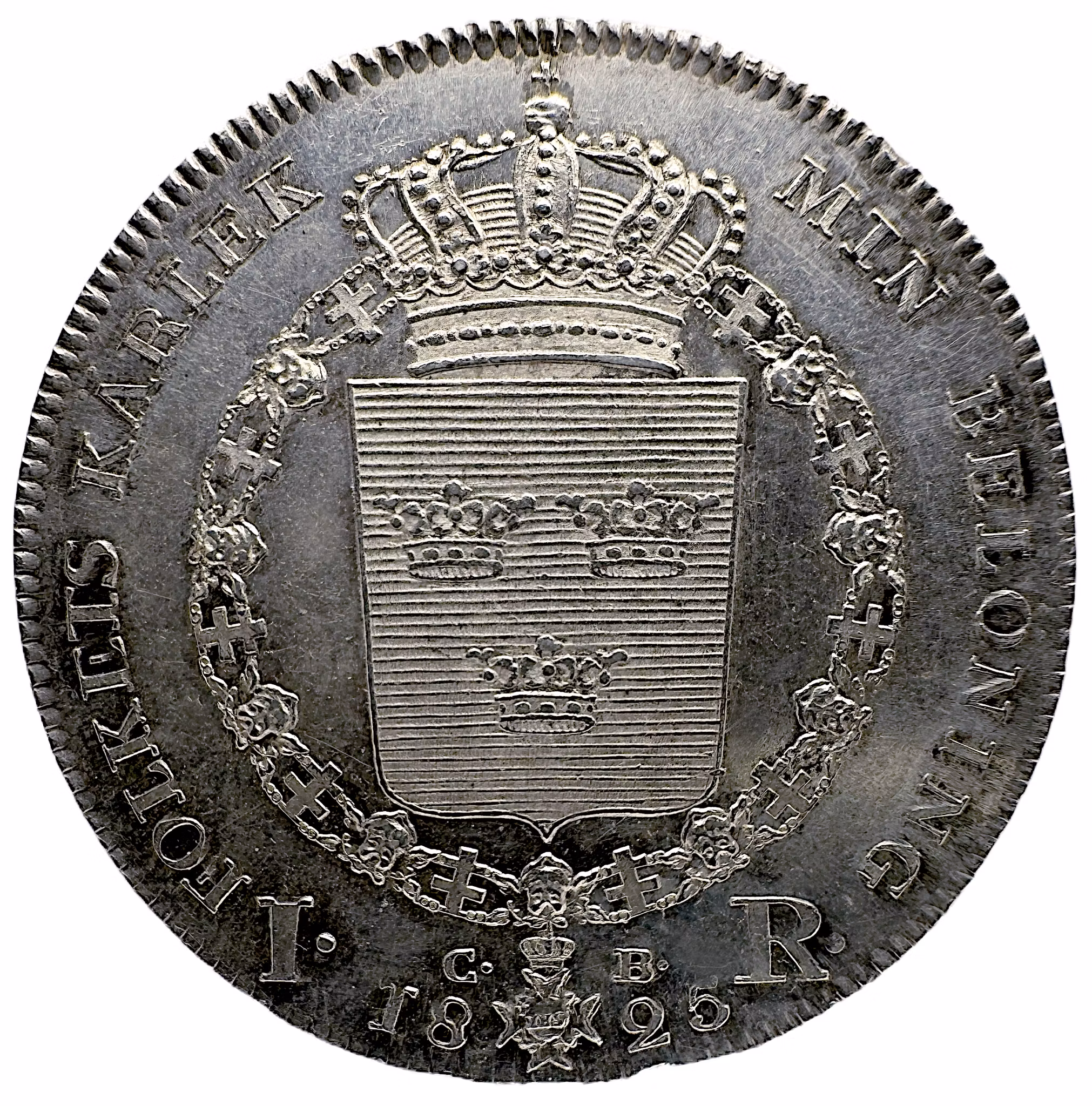 Karl XIV Johan (1818–1844), Stockholm, Riksdaler 1825 - Ett underbart välpräglat, lystrigt exemplar med frostaktig relief och djup bottenlyster