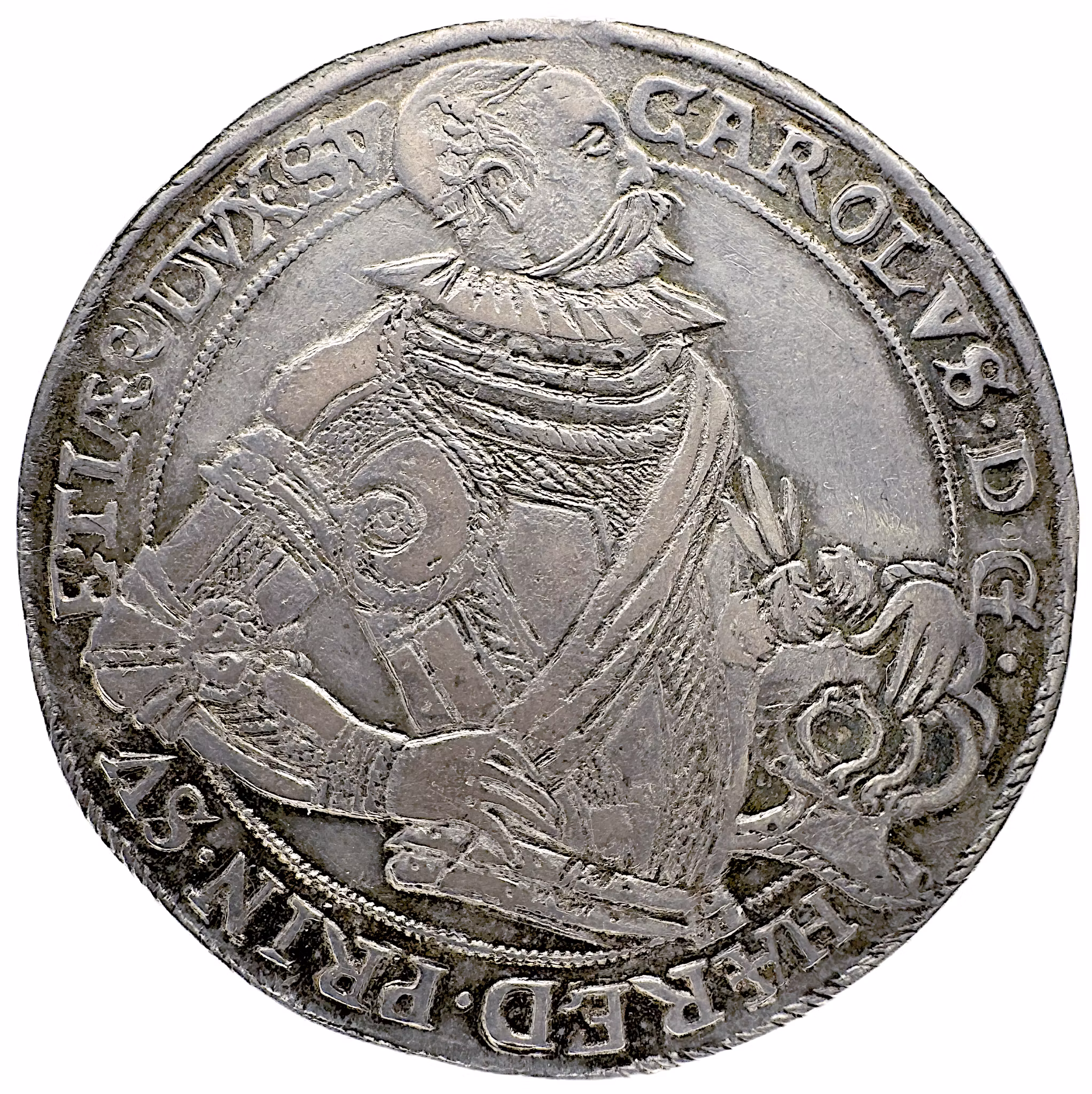 Hertig Karl av Södermanland (1560-1604), Stockholm, Daler 1597 - En klassisk sällsynthet som av många betraktas som Sveriges vackraste mynt - SÄLLSYNT - Maktspelet, religionen och brytningen år 1597