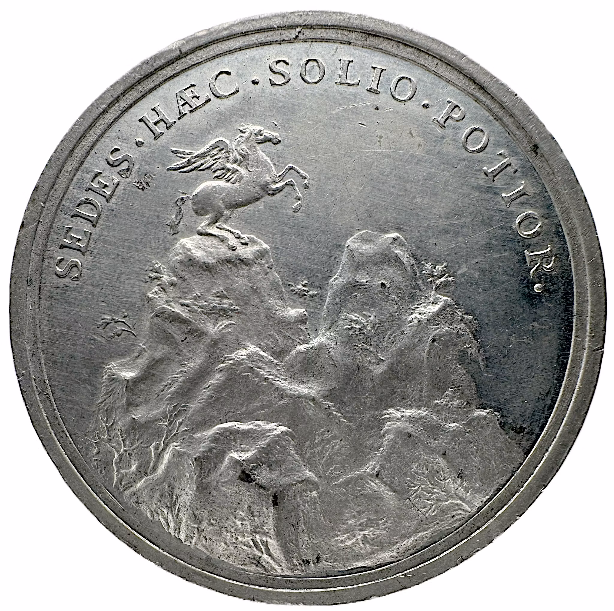 Drottning Kristina – Avsägelsen av den svenska kronan 6 juni 1654 - En vacker, extremt sällsynt och historiskt betydelsefull tennmedalj präglad i hög relief - Det första av mig registrerade i tenn - RRR