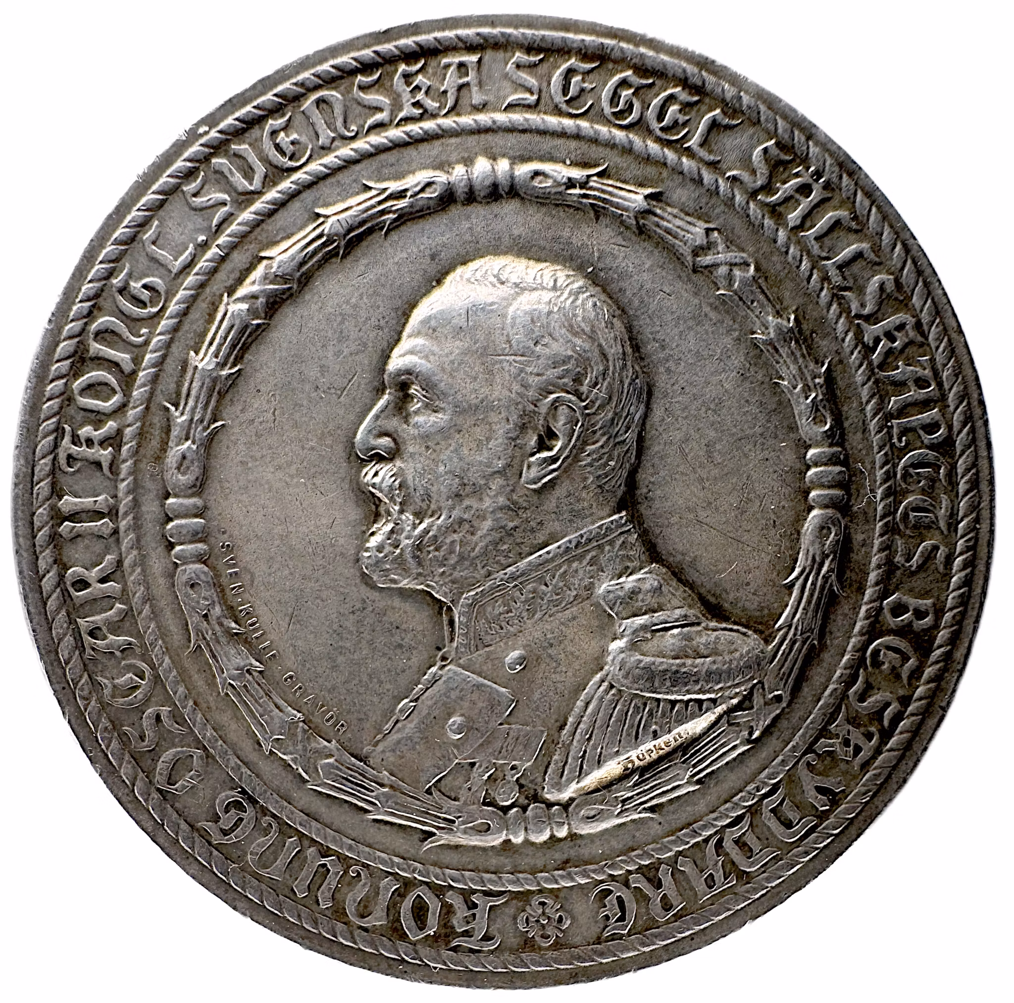 Oskar II (1829–1907) av Sven Kulle 1898 - Till minne af jubileumsåret regattan i stockholm 1897 - Mycket sällsynt - Tilldelad J. A. Bäckström