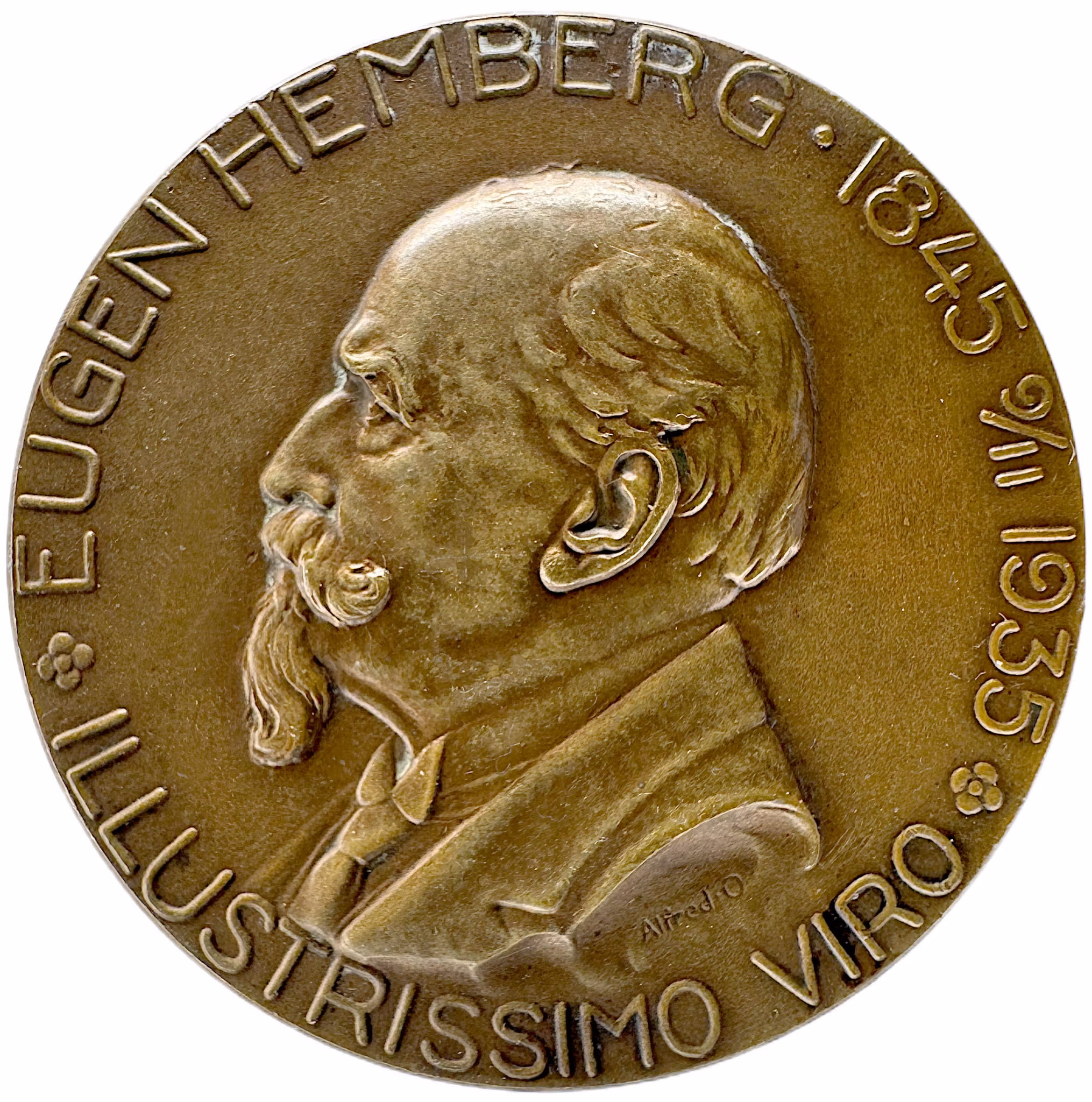 Eugen Hemberg (1845–1946) - En vacker bronsmedalj slagen till nittioårsdagen av en av Sveriges främsta skogsmän och jägare modellerad av Alfred Ohlson 1935